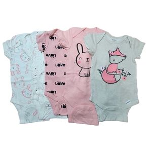 Onesies Brand Baby Girl Short Sleeve Bodysuits 5Pcs Size 0-3 Months
